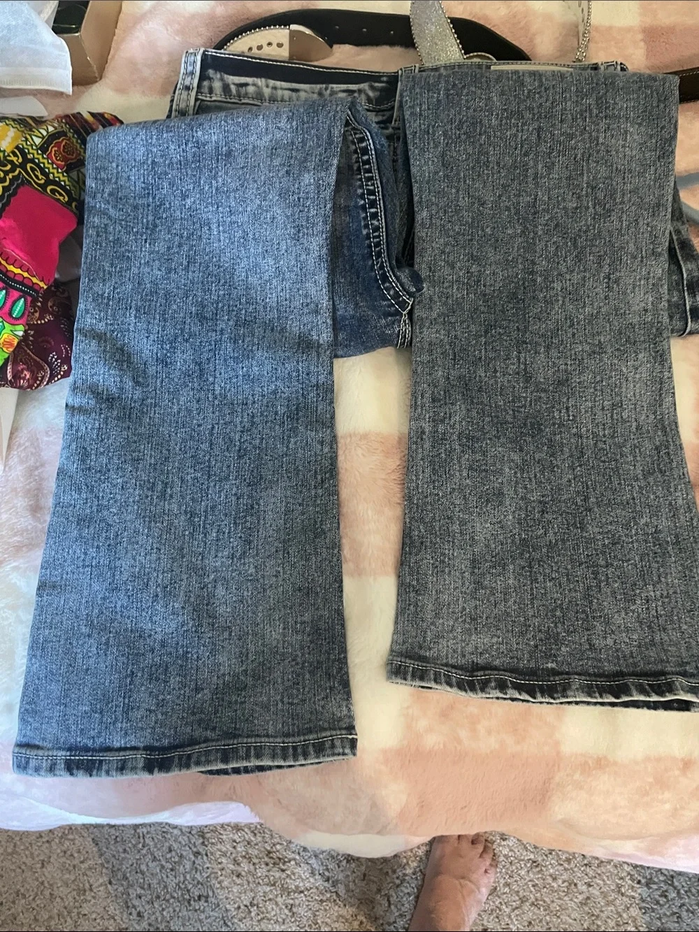 Fleur. Miss Me Embellished Blue Denim Jeans Rhinestone,Sequin Cross Designed Y2K